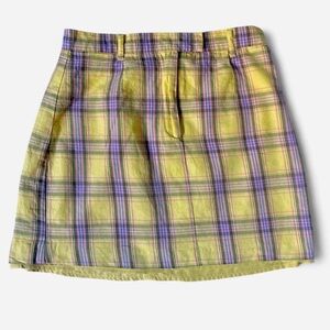 BB Dakota by Steve Madden Plaid yellow pink mini skirt - size 2